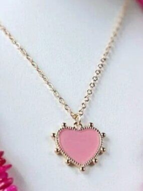Park Lane 'Apricot' Pink Heart Pendant Necklace with Gold-Tone Chain
